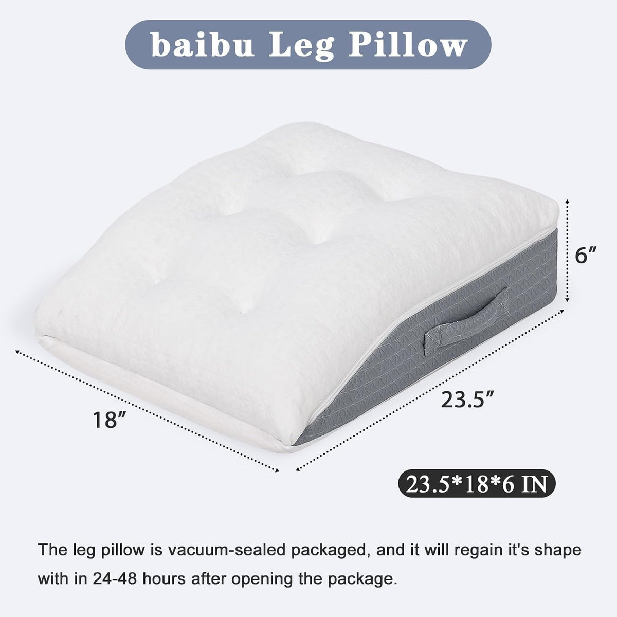 baibu Memory Foam Leg Elevation Pillow, Dual-Layer Patent Design Support Pillow to Raise Feet for Circulation, Leg Wedge Pillow for Sleeping, Knee Pillow for Knee Hip Ankle Pain Relief, 1PC