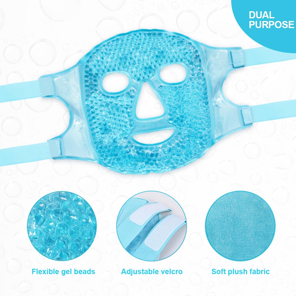 Cold Face Eye Masks Ice Face Mask Hot Cold Compress for Dark Circles, Puffiness, Migraines, Headache, Stress, Redness, Cooling Face Masks for Women Man, Skin Care