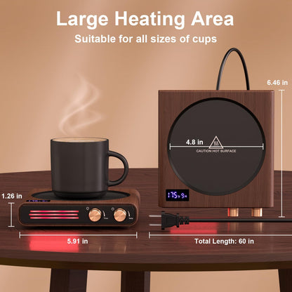 CEROBEAR 50W Retro Coffee Mug Warmer with 9 Temp Settings and LED Lights | 1-9Hrs Auto Shut Off Smart Candle Warmer, Large Heating Plate Beverage Warmer for Coffee, Tea, Milk, Ideal Coffee Gifts