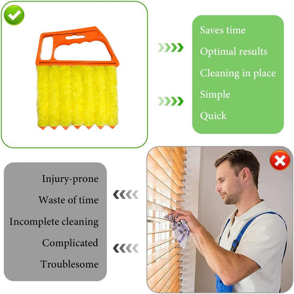 DXNQ 2 PCS Blind Cleaner Duster Tool, Window Venetian Hand-held 7 Finger Dusting Cleaner Brush, Blinds Cleaning Brush Tool for Window Shutters Air Conditioner, Car Accessories (Blue+Green)
