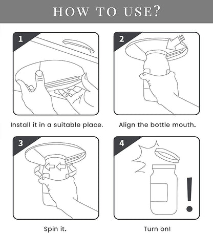 Jar Opener - Under Cabinet, for Seniors With Arthritis or Weak Hands | Under Counter Can, Jar Lid, Bottle Cap Opener Tool