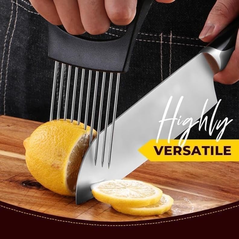 Stainless Steel Onion Slice Holder, New Onion Holder for Slicing, Lemon Slicer Vegetable Cutter, Chopper Slicing Assistant Tool for Potato, Tomato, Meat, Onion Home Kitchen Tools