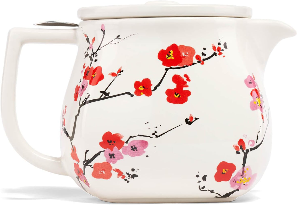 Tea Forte Ceramic Teapot with Infuser, Sakura Cherry Blossom, 24 oz