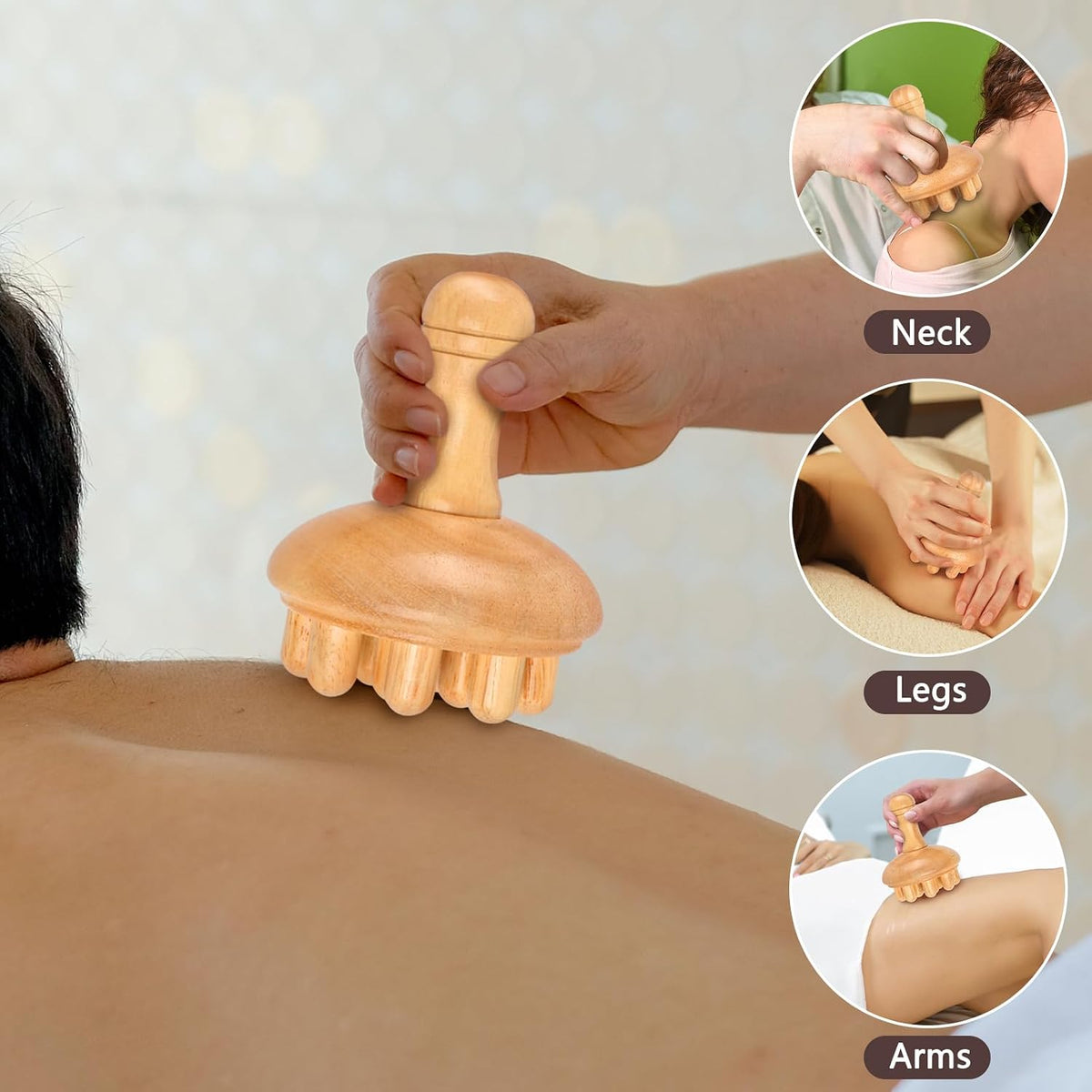 KintKita Wood Therapy Massage Tools, Anti Cellulite Massager Body Scraping Lymphatic Drainage Massager,Trigger Point Wood Therapy Gua Sha Tool for Body Sculpting,Back, Legs, Full Body Use
