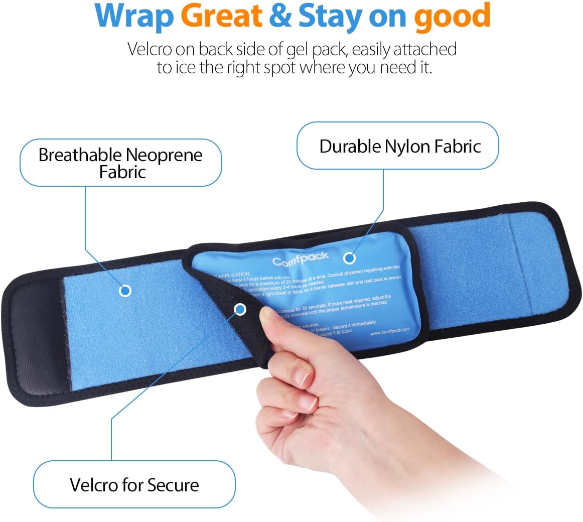 Comfpack Cold Therapy Wrap with 2 Packs for Pain Relief, Reusable Gel Ice Packs for Foot Plantar, Wrist, Ankle, Great for Sprains, Muscle Pain, Bruises, Injuries | Hot and Cold Ice Packs for Foot Plantar, Wrist, Ankle, Great for Sprains, Muscle Pain,
