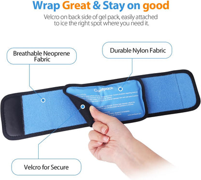 Comfpack Cold Therapy Wrap with 2 Packs for Pain Relief, Reusable Gel Ice Packs for Foot Plantar, Wrist, Ankle, Great for Sprains, Muscle Pain, Bruises, Injuries | Hot and Cold Ice Packs for Foot Plantar, Wrist, Ankle, Great for Sprains, Muscle Pain,
