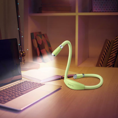 Neck Book Light LED Reading Lamp USB-C Rechargeable, Hands Free, 4 LED Bulbs, 4 Adjustable Brightness, for Reading in Bed or Reading in Car (Green)