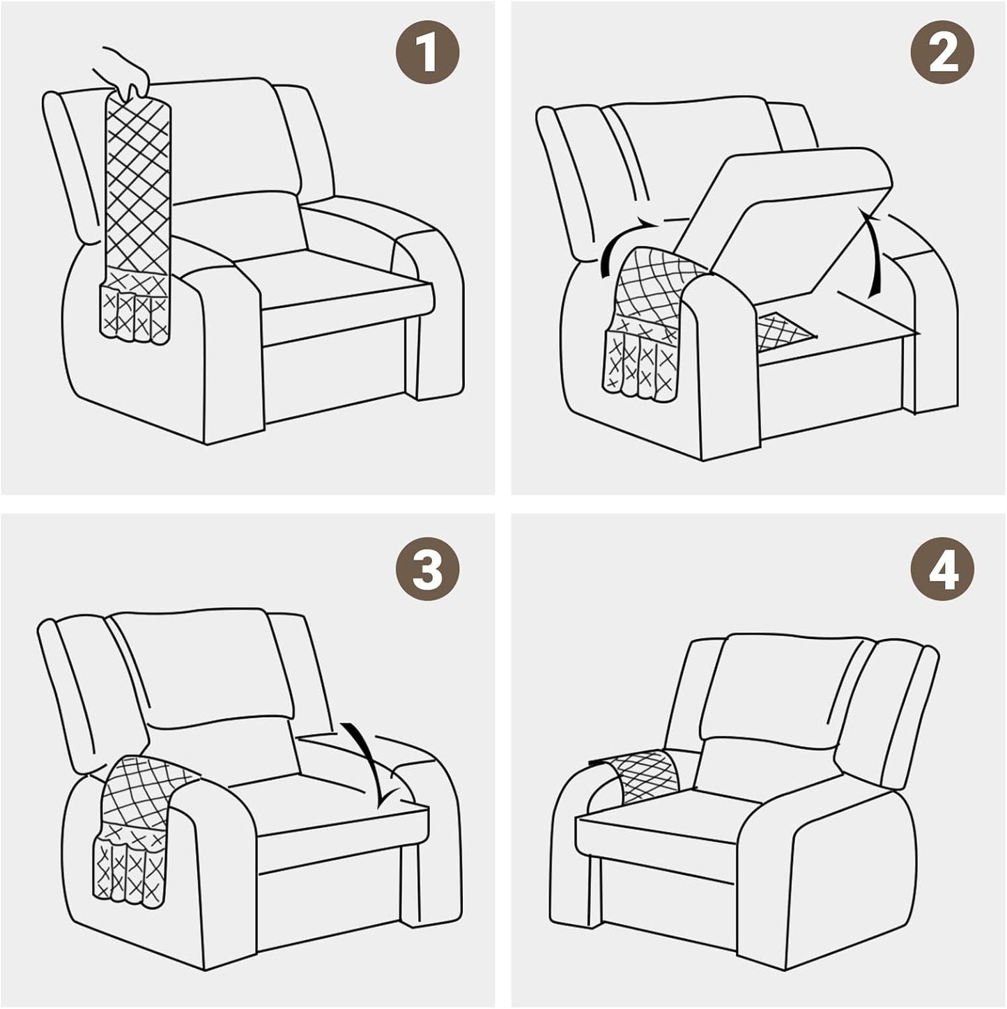 Armchair Caddy & Remote Control Holder for Couch & Recliner | Non-Slip Armrest Organizer with 6 Pockets for TV Remote, Phone, Tablet, Magazine & More, 19 x 35 Inches, Gray