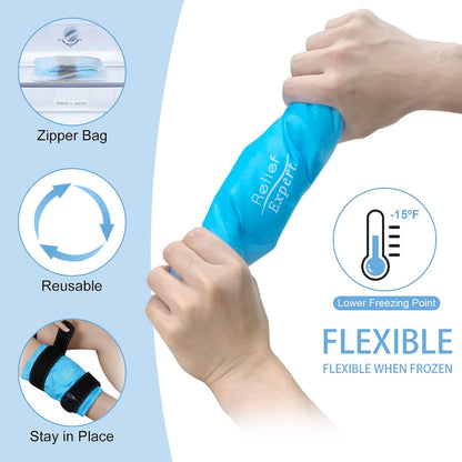 Relief Expert Knee Ice Pack Wrap Around Entire Knee, Large Ice Pack for Leg Soothing Discomfort, Reusable Ice Wraps with Cold Compress for Musclar Relaxation, Post-Workout Recovery,XL