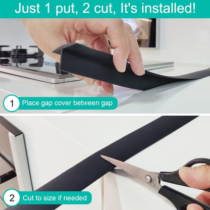 Stove Counter Gap Cover - 25 Inch Silicone Stove Gap Filler 2 Pack White | Kitchen silicone oven gap filler, countertop strips gap guard, easy to clean; white counter gap cover,crack guard for counter