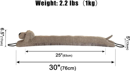 Under Door Draft Stopper Decorative Wind Stopper 36 inch for Door & Window, Weighted Animal Air Draft Stopper for Bottom of Door with Hanging Loops - Brown Dog