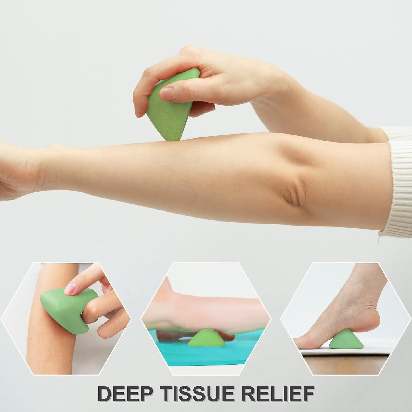 LEZER Trigger Massage Point, Manual Massage Ball, Muscle Knots Relief Tool, Myofascial Release, Physical Therapy, Deep Tissue Back Massage, Plantar Fasciitis, 2.9 in x 2.1 in (Green)