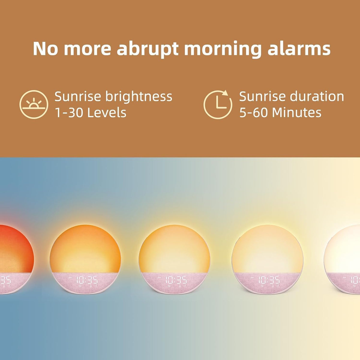 Odokee Sunrise Alarm Clock White Noise Machine: Natural Wake Up Light