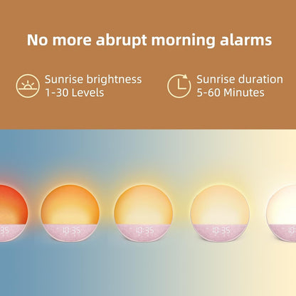 Odokee Sunrise Alarm Clock White Noise Machine: Natural Wake Up Light