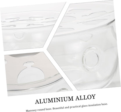 Round Glass Teapot Warmer Base with Multiple Ventilation for Heat Dissipation Practical Tea Stove and Food Heater Accessory White Insulation Stand for Teapot Heating