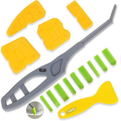11Pcs Silicone Caulking Tools 3 in1 Grout Removal Tool Grout Remove Scraper | 5 Silicone Replaceable Pads,4 Glass Glue Angle Scraper, Caulk Remover for Kitchen/Bathroom/Window/Joint