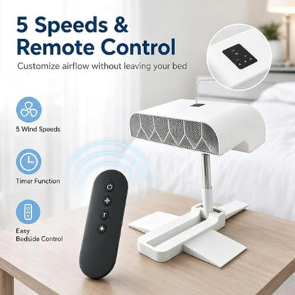 Bed Cooling Fan Under Sheets - Bed Cooling System with 5 Speeds and Remote, Adjustable Height Mattress Fans for Under Blankets