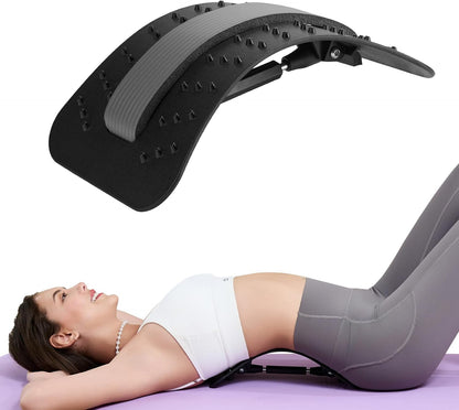 YAJIACLONE Back Stretcher for Lower Back, Adjustable Lumbar Stretch Device | Adjustable Arch | Infinitely Adjustable Metal Rod | Body-Weight Stretching | Stable PP Frame | Daily Mobility Support