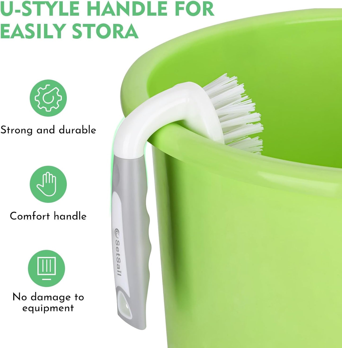 SetSail Scrub Brush, Heavy-Duty Scrub Brushes for Cleaning with Stiff Bristles Cleaning Brush for Shower, Bathroom, Carpet, Kitchen and Bathtub Scrubber - 2 Pack | Durable Bristles Ergonomic Non-Slip Tpr Grip. U-Style Hanging Loop for Storage. Use for