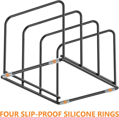 Kitchen Cabinet Organizer, Steel Cookware Holder, Divided Holder with 5 Slots for Skillets Baking Tray and Chopping Board Rack - Baking Pan Holder Storage (1 PC)