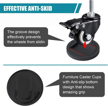 Bed Stoppers Furniture Stopper, 4 Pack Wheel Stoppers Furniture Caster Cups - Premium Solid Rubber Caster Cups Furniture Cups Fits to All Floors & Wheels of Sofas, Beds, Chairs, Prevents Scratches