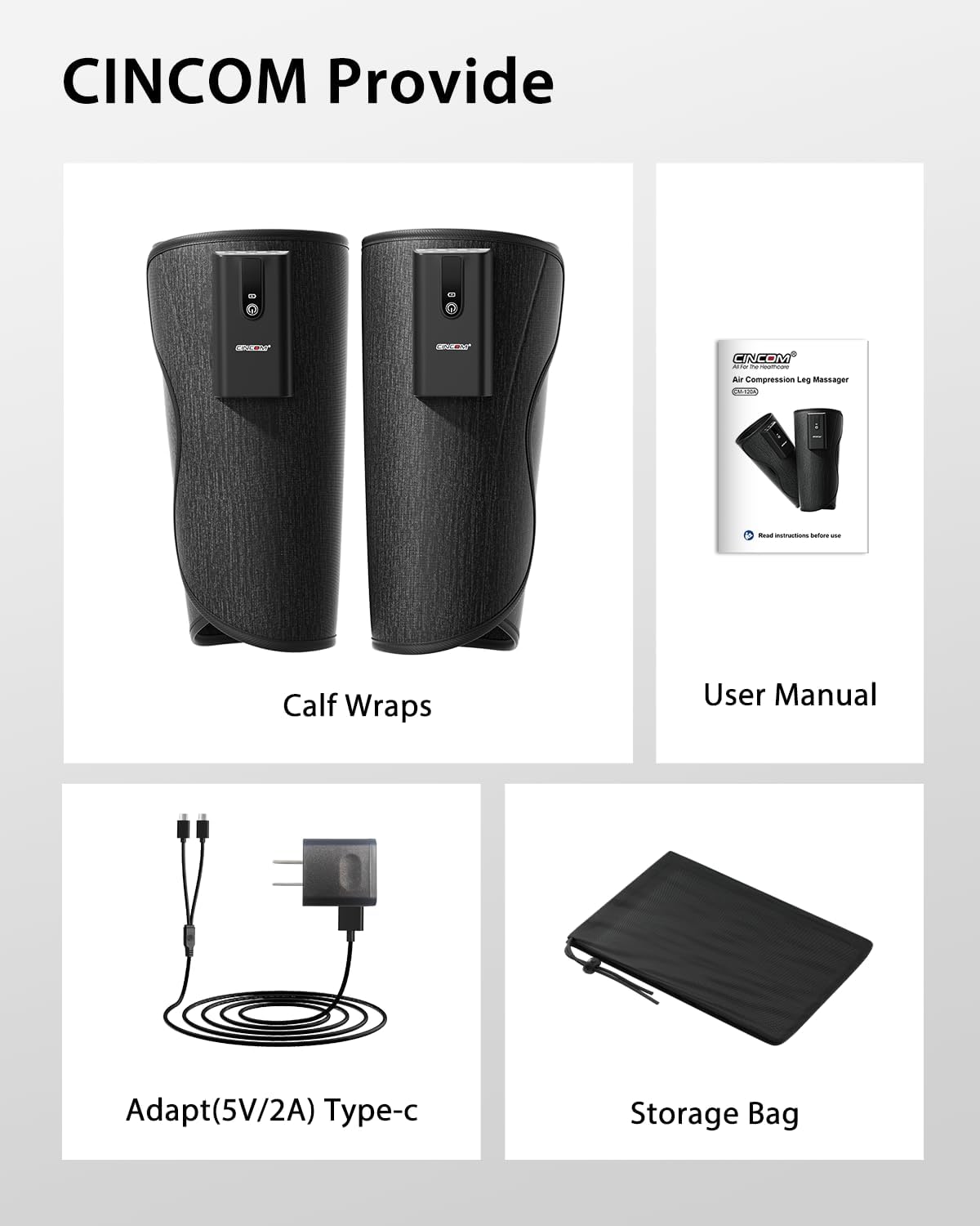 CINCOM Cordless Leg Massager with Heat and Air Compression