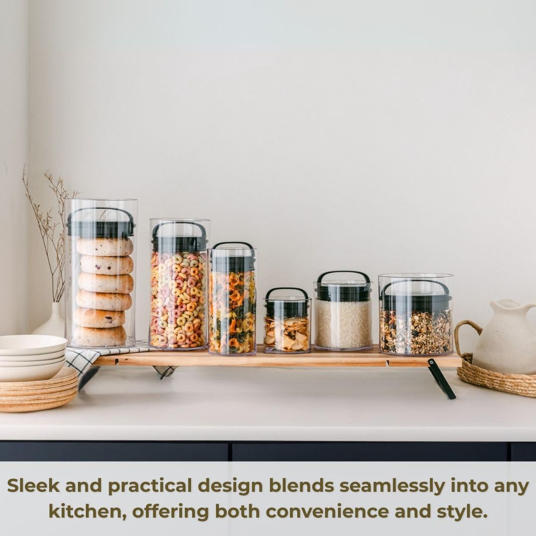 Prepara Evak Fresh Saver Airtight Plastic Container, Small (4” x 3.75”, 1.8 Cups), BPA-Free Food Storage Canister Vacuum Sealed Lid Handle, Odor Resistant, Ideal for Coffee Beans & Dry Goods | Shatterproof BPA-Free Airless Food Storage Canister, Odor