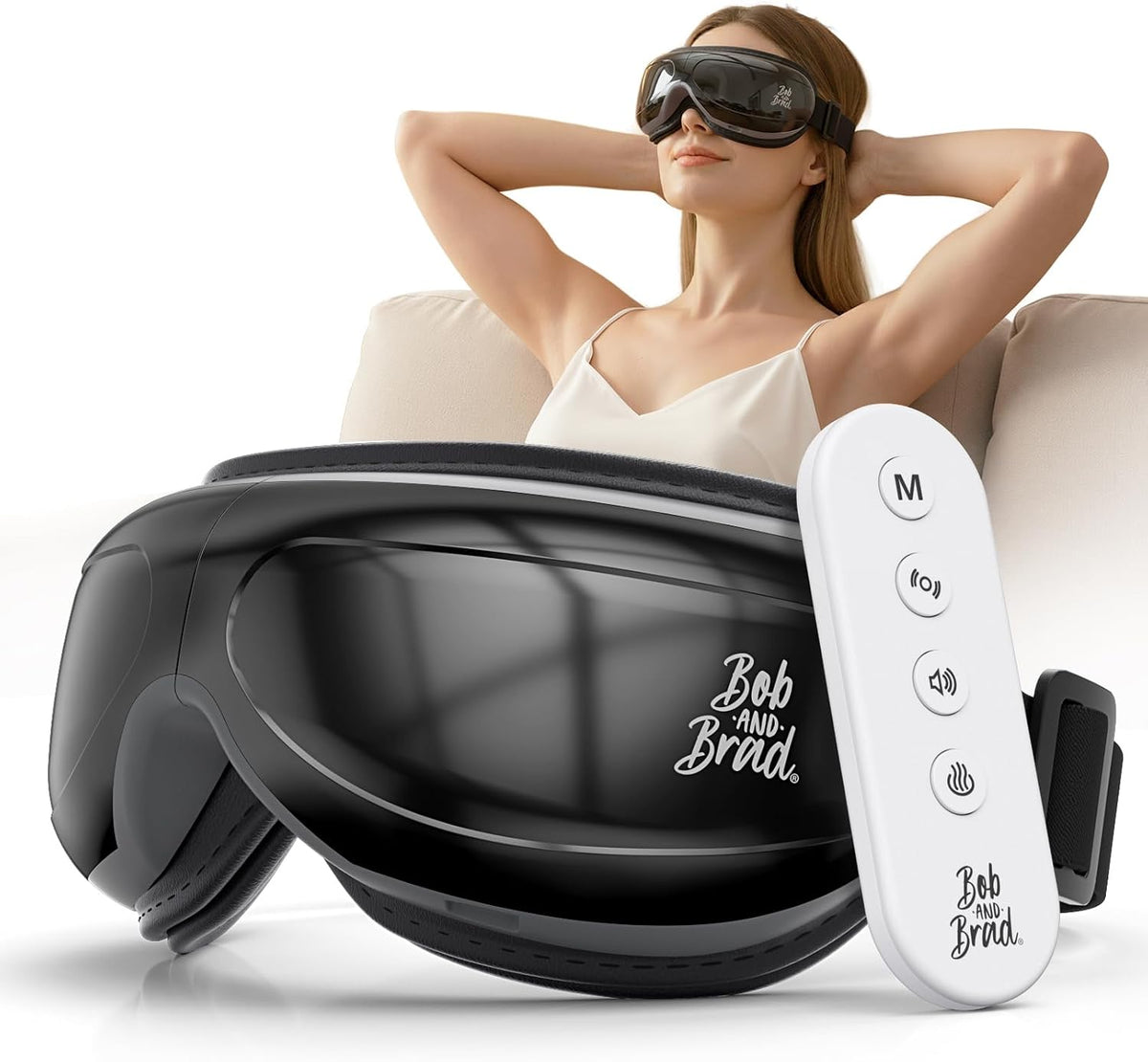 BOB AND BRAD Eye Massager with Heat FSA Eligible HSA, Birthday Gifts for Women Men Mom, Heated Eye Mask for Migraines with Music, Smart Migraine Massager for Dry Eyes Relief & Improve Sleep