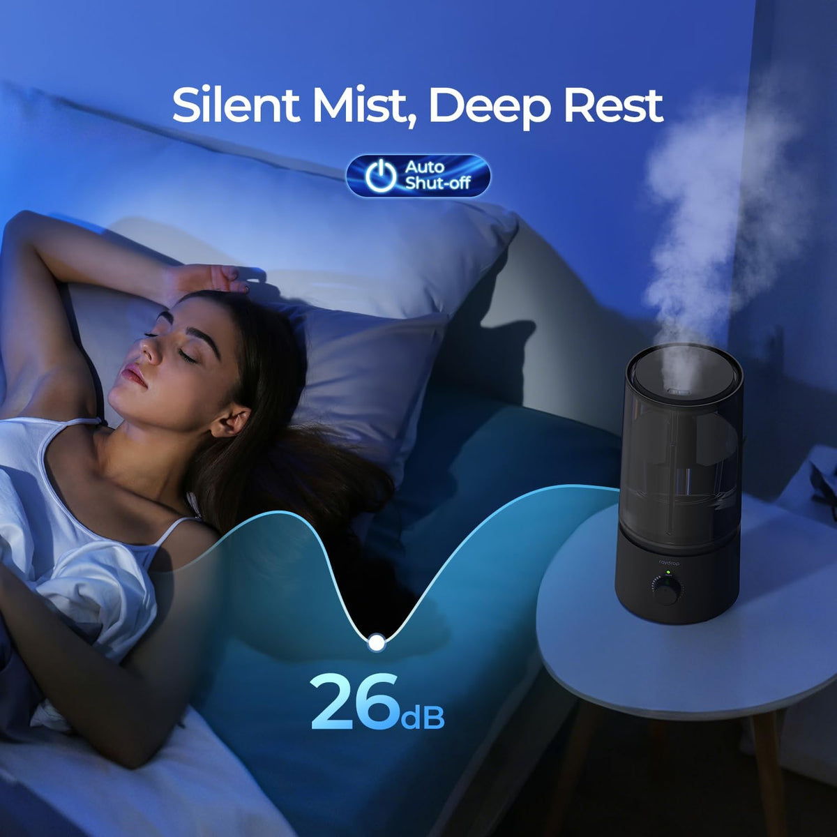 raydrop 1.7L Cool Mist Humidifier for Bedroom Nightstand
