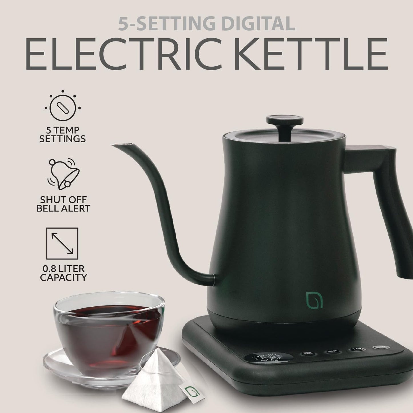 WILLOW ECO SERIES Gooseneck Electric Kettle with 5 Temperature Presets and Keep Warm Feature, 0.8L Pour Over Kettle for Coffee & Tea 1200W Quick Heating with 100% Stainless Steel Interior Water Heater