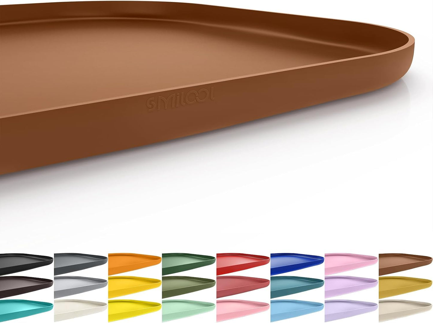 SMILOOL Waterproof Silicone Pet Food Mat with Raised Edge for Dog & Cat | 19" x 12" Non-Slip Pet Feeding Mats with Lip for Food & Water Bowl, Food Grade, Easy Cleaning, Black