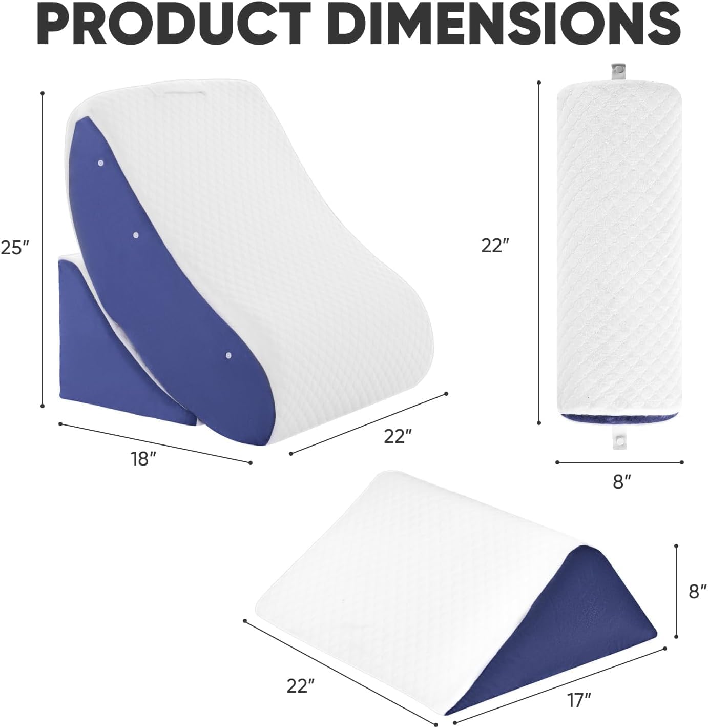 OAISZ 4PCS Wedge Pillow Set for After Surgery, Adjustable Bed Wedges, Gery | Back and Leg Support, Acid Reflux Relief, Post Surgery Recovery, Leg Elevation, Memory Foam, Bed Wedge Pillow for Sleeping