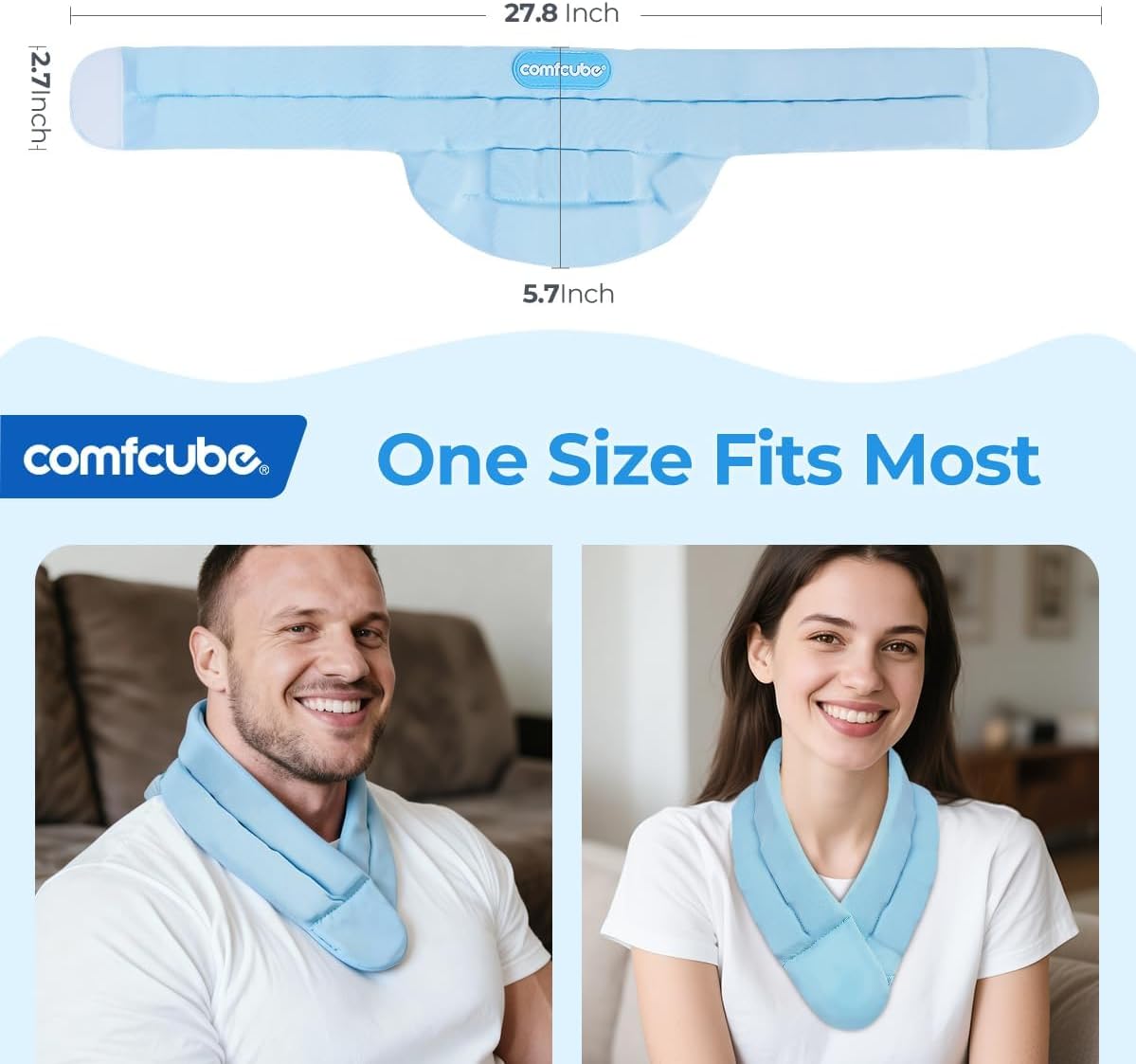 Comfcube Neck Ice Pack Wrap for 2 Hours of Cool Relief | Soft, flexible gel wrap; ideal for neck pain, hot flashes & post-surgery recovery.