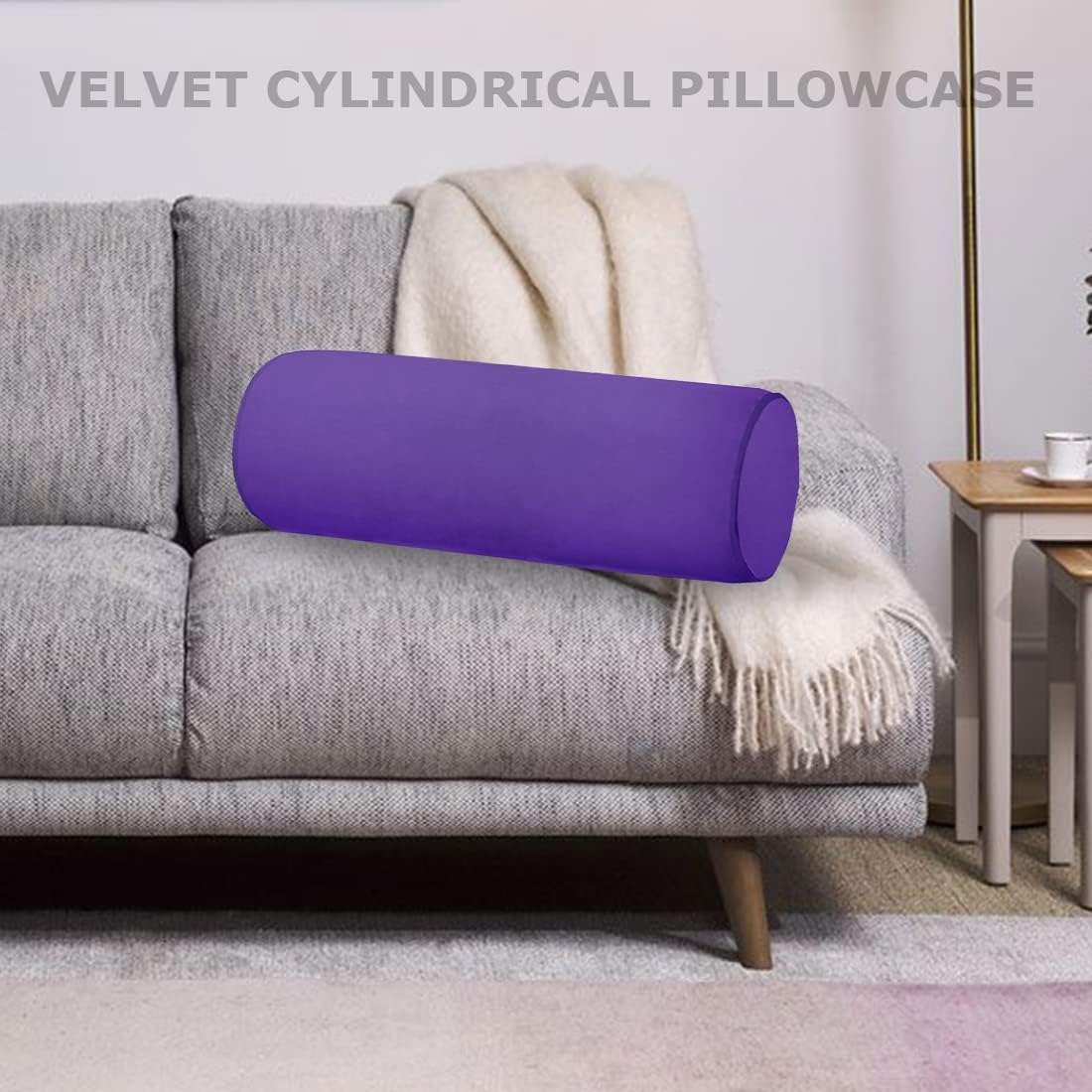 Neck Roll Pillowcases Velvet Cylindrical Pillow Covers 16"x6" with Hidden Zipper for House Home Decor Neck Roll Pillow Cervical Neck Roll Memory Pillow Cylinder Round Cushion (Black, 16x6)