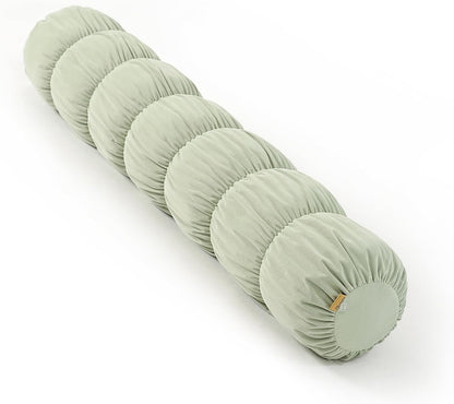 Pat. Pend. Long Bolster Pillow for Bed, Small Body Pillow for Adults, Soft Velvet Washable Cover, Cylinder Pillow for Side Sleepers and Leg Support(Misty White, 39"x 7.87")