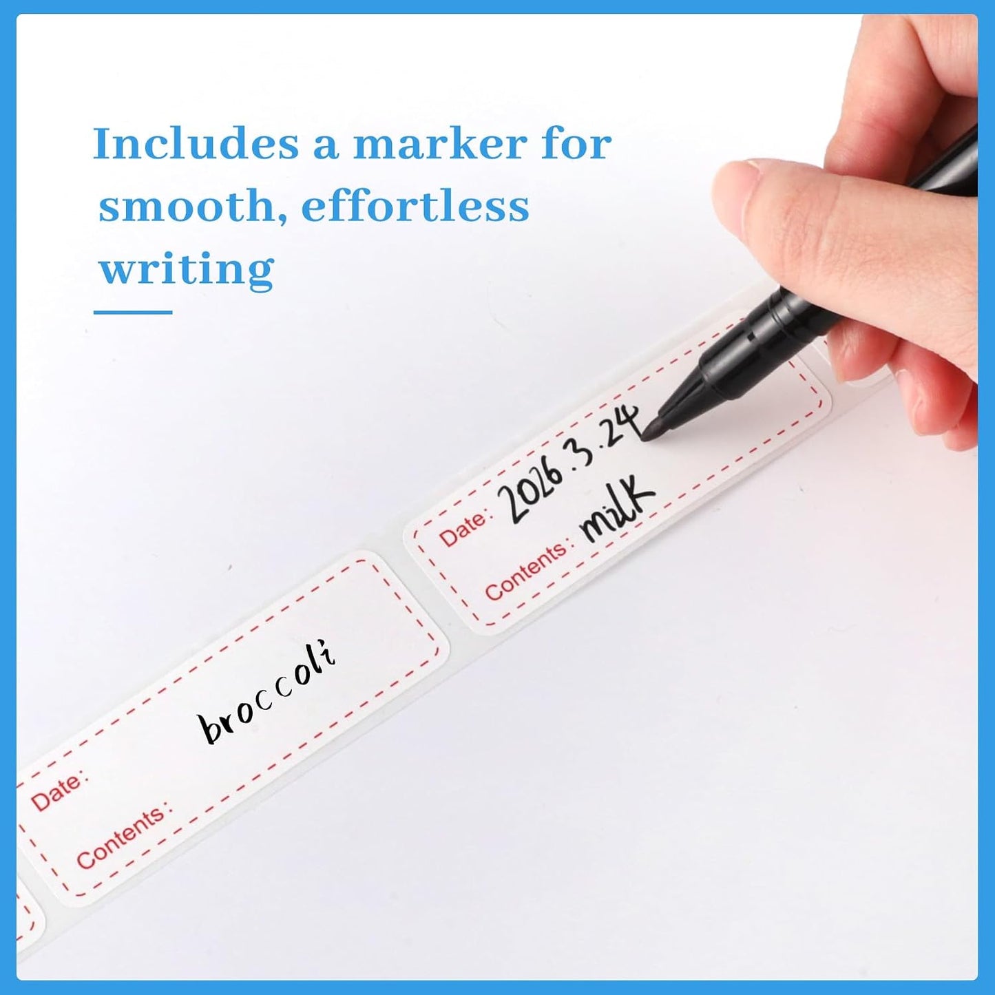 Thboxes 2 Rolls 600 Pieces Removable Freezer Labels, 1 x 3 Inch Food Labels Stickers for Refrigerator and Freezer Food Labeling, Dating Containers, Bags and Jars