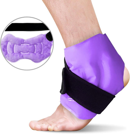 RelaxCoo Ankle Ice Pack Wrap for Swelling, Reusable Gel Ice Pack for Ankle Injuries, Cold Compress Therapy for Foot Pain Relief, Achilles Tendonitis, Plantar Fasciitis, Sprains