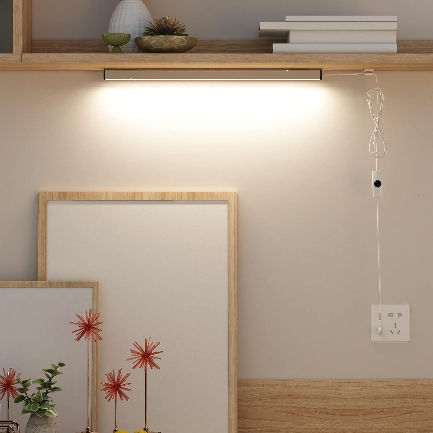 ASOKO Motion Sensor Dimmable Led Under Cabinet Light, 12" Cool White | ASOKO Motion Sensor Dimmable Led Under Cabinet Light, 12" Plug in Cool White 6000K Bar for Kitchen Counter Closet