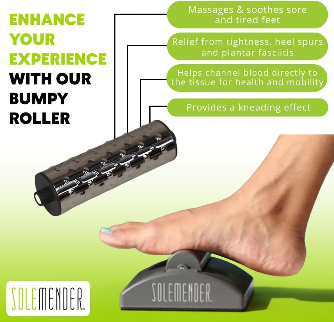 Wooden Foot Roller - Soothe & Massage Sore Feet (Jade Stone) | Boosts Circulation & Relaxes Tired Muscles, Deep-Tissue Massage At Home, Under the Desk Foot Pain Relief
