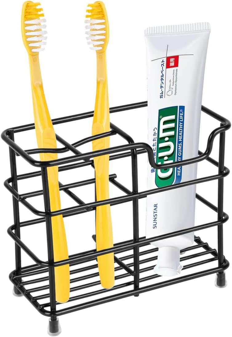 Toothbrush Holder for Bathrooms,Black | Stainless Steel 5 Slot