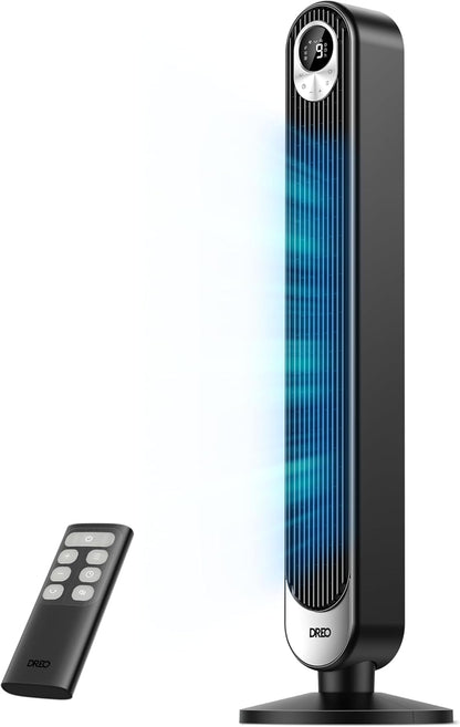 DREO Tower Fan for Bedroom, 26ft/s Velocity, 90° Oscillating, 8H Timer