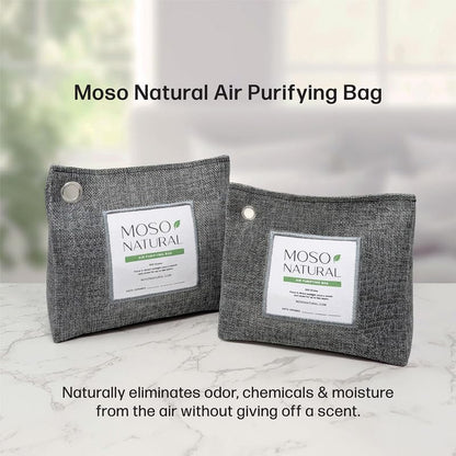 Moso Natural Air Purifying Bag 300g, Premium Charcoal Odor Absorber & Deodorizer for Closets, Bathrooms & Small Spaces — Lasts 2 Years, Pet Odor Eliminator for Home, Unscented Bamboo Charcoal Bag