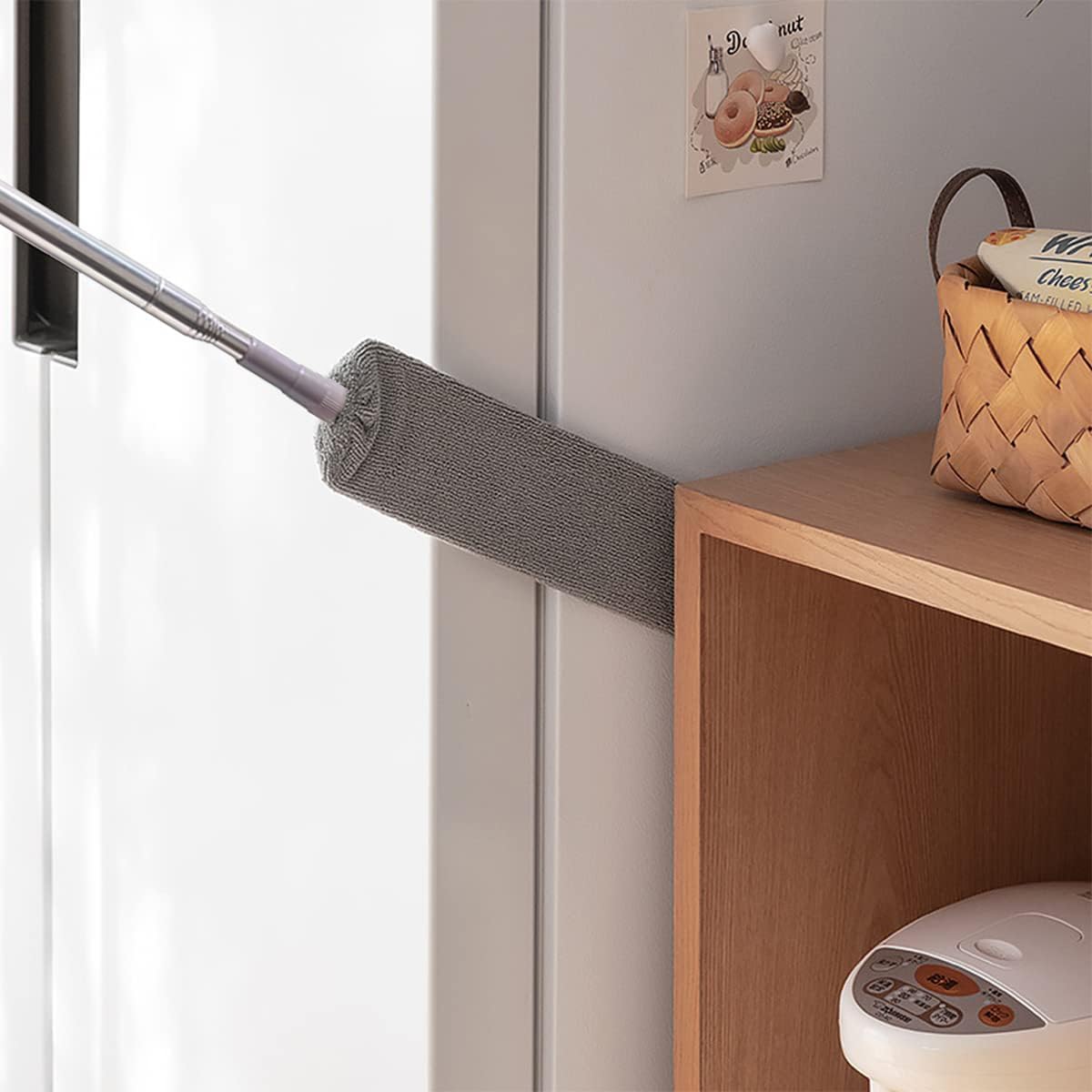 Emcgicc Retractable Gap Dust Cleaner, Microfiber Hand Duster, Under Fridge & Appliance Duster, Telescopic Dust Brush for Wet and Dry, Cleaning Tools for Home Bedroom Kitchen (55.2in, Grey)