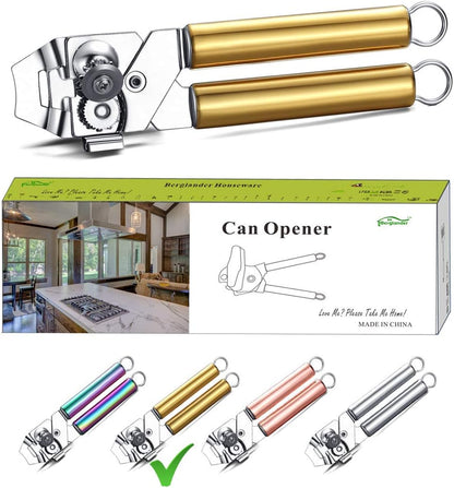 Berglander Can Opener, Stainless Steel Rainbow Handle Can Opener Hand Held, Smooth Edge Manual Can Opener, Heavy Duty (Rainbow)