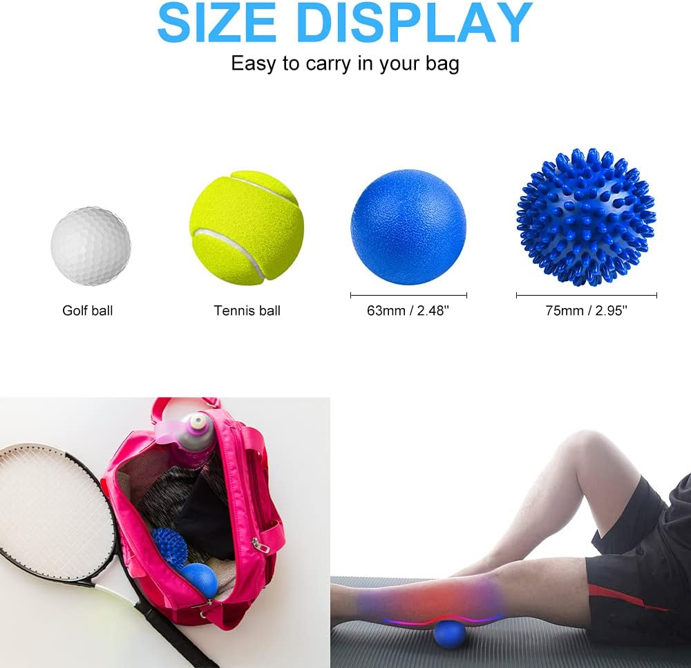 URAQT Spiky Massage Ball Set, 2 Pack Physical Therapy Massage Balls, Hard Lacrosse Ball & Spiky Massage Ball for Myofascial Release and Trigger Point Deep Tissue Massage (Purple)