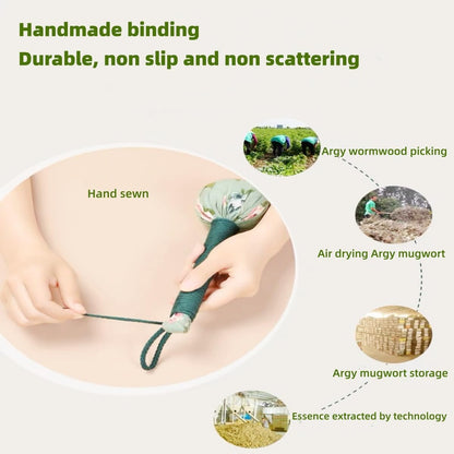 2PCS Herbal Wormwood Lymphatic Drainage Anti Slip Manual Massage Hammer Longer Handle Back Massager for Shoulder, Neck & Muscle Pain Relief (Rose Red/Dark Blue)