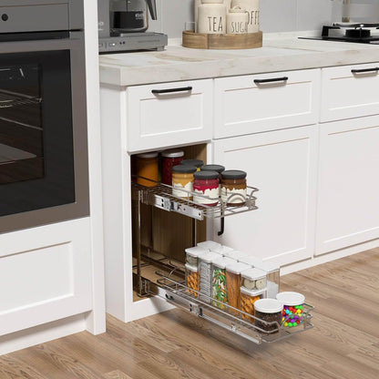 OCG Pull Out Cabinet Organizer (15" W x 21" D), Pull out Drawers, Cabinet Pull Out Shelves for Base Cabinet Organization in Kitchen Bathroom Pantry, Bottom Mount, Chrome Finish