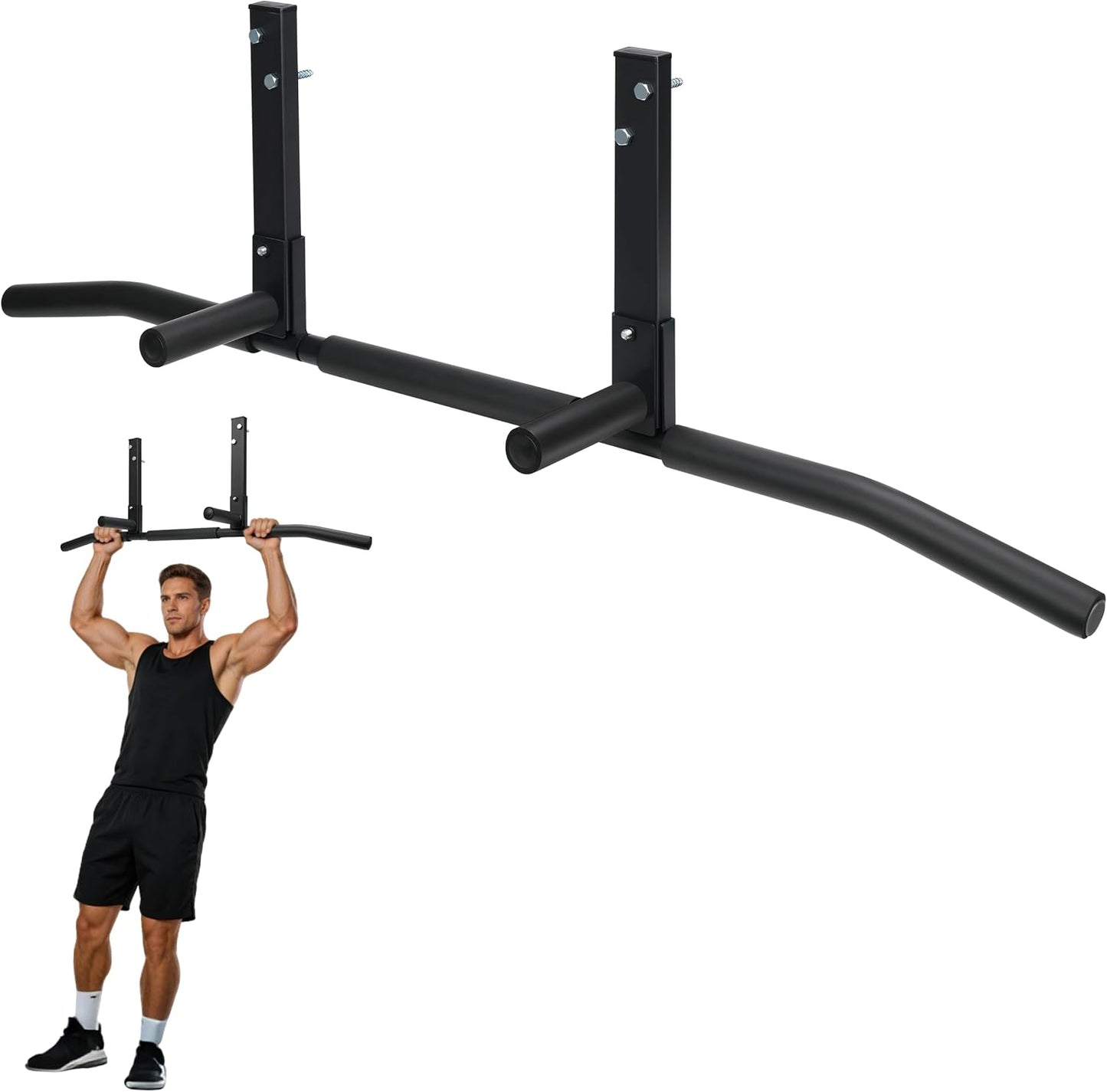 Wall Mount Pull Up Bar, Heavy Duty Alloy Steel Hanging Bar for Exercise, Multi-Functional Doorway Pull Up Bar for Home Gym Workout