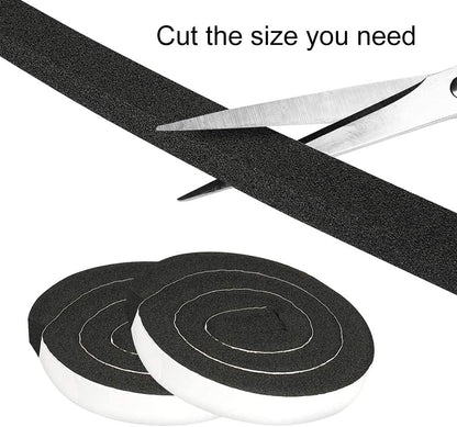 2 Rolls Foam Seal Tape for Door Window Insulation, Soundproof and Shockproof Foam Adhensive Strip, 3/8" Wx3/16 T Single Sided Foam Tape, Cold Air and Draft Closed Cell Seal Strip,Total 32FT