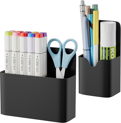 Marbrasse Magnetic Dry Erase Marker Holder,Pen and Eraser Holder for Whiteboard，Magnet Pencil Cup Utility Storage Organizer for Office, Refrigerator, Locker and Metal Cabinets (2 Pack)